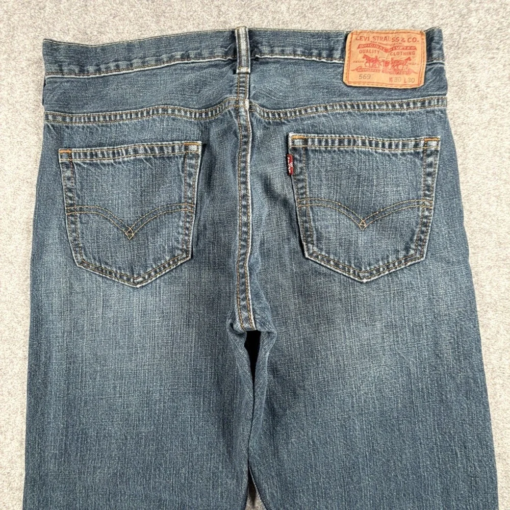 Levis 569 Jeans Mens 30x30 (Fits 32x28) Blue Straight Fit Loose Grunge Skater